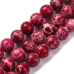 Темно-Красный Нити бусин из окрашенного натурального регалита/императорской яшмы/морского осадка яшмы, круглые, темно-красный, 10 мм, отверстие : 1.2 мм, около 19 шт / нитка, 7.48'' (19 см)