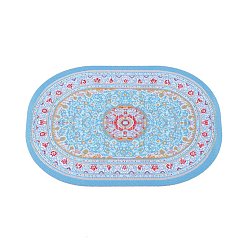 Light Blue Turk Style Oval Carpet Woven Floor Mat, for 1:12 Mini Doll House, Light Blue, 140x90mm