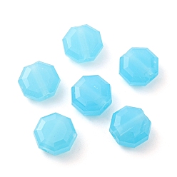 Deep Sky Blue Acrylic Beads, Faceted, Polygon, Deep Sky Blue, 7.5x7.5x4mm, Hole: 1.5mm