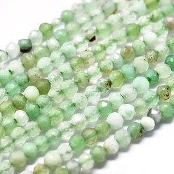 Australia Jade Natural Chrysoprase Beads Strands, Round, Faceted, 2mm, Hole: 0.5mm, about 192pcs/Strand, 15.16 inch(38.5cm)