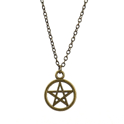 Star Antique Bronze Alloy Pendant Necklaces, with Cable Chains, Star, 17.72 inch(45cm)