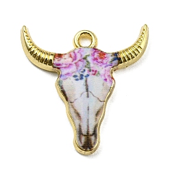 Orchid Alloy Pendant, Lead Free & Cadmium Free & Nickel Free, Cattle, Orchid, 22x21.5x2.5mm, Hole: 1.8mm