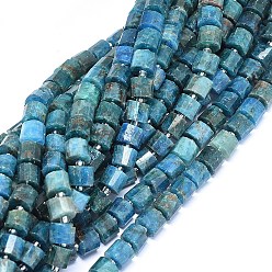 Apatite Natural Apatite Beads Strands, Faceted, Column, 7.5~8x6.5~7mm, Hole: 1.2mm, about 46pcs/strand, 15.6~15.9 inch(39.4~40.5cm)