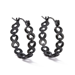 Черный Цвет Металла 304 серьги-кольца из нержавеющей стали для женщин, металлический черный , 22x20x5 мм, штифты : 0.8 мм