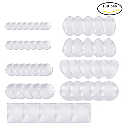 Clear PandaHall Elite Glass Cabochons, Mixed Shapes, Clear, 8mm, 3.5mm(Range: 3~4mm) thick