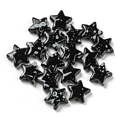 Black Spray Painted Opaque Acrylic Beads, Star, Black, 13x13x4.5mm, Hole: 1.8mm