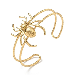 Plaqué 18K Or Véritable Araignée d'Halloween 304 bracelets manchettes ouverts en acier inoxydable, réel 18 k plaqué or, diamètre intérieur: 1.85x2.44 pouce (4.7x6.2 cm)