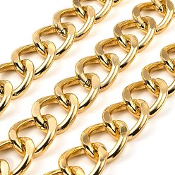 Golden Aluminium Curb Chains, Unwelded, with Spool, Golden, 22.5x18.5x3.8mm, about 16.40 Feet(5m)/Roll