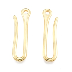 Real 18K Gold Plated Brass Pendants, U Shapes, Real 18K Gold Plated, 44x13x2mm, Hole: 3.3mm
