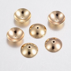 Real 18K Gold Plated 304 Stainless Steel Bead Caps, Apetalous, Real 18k Gold Plated, 8x2.5mm, Hole: 1mm