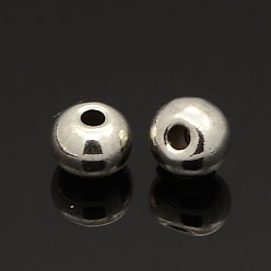 Silver Alloy Spacer Beads, Cadmium Free & Nickel Free & Lead Free, Round, Silver, 4x3.5mm, Hole: 1.5mm, about 5880pcs/1000g