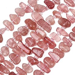 Quartz Fraise Naturel de fraise de quartz brins de perles, nuggets, 8.5~19x3.5~10x3.5~8mm, Trou: 0.8mm, Environ 43~60 pcs/chapelet, 15.75'' (40 cm)