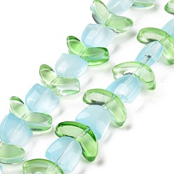 Pale Turquoise Transparent Glass Beads Strands, Tulip, Pale Turquoise, 6.5~9x9~14x4~5.5mm, Hole: 1mm, about 29pcs/strand, 15.71''(39.9cm)