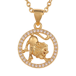 Leo Minimalist 12 Zodiac Constellation Necklace for Women in Copper Gold Color