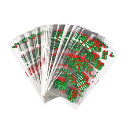 Others Christmas Theme OPP Plastic Storage Bags, for Chocolate, Candy, Cookies Gift Packing, Gift Box Pattern, 27x13x0.01cm, 100pcs/bag