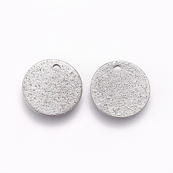 Stainless Steel Color 304 Stainless Steel Charms, Textured, Flat Round with Bumpy, Stainless Steel Color, 12x0.8mm, Hole: 1.4mm
