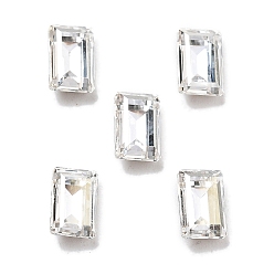 Серебряный Оттенок K 9 кабошоны из стеклянного страза, задние и задние, прямоугольные, серебряный оттенок, 6x4x2.5 мм