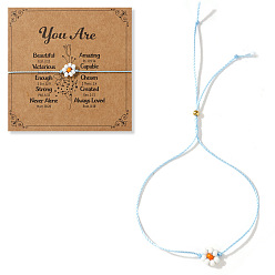 Белый Браслеты-слайдеры из смолы с бусинами в виде цветов для женщин, два тона, поздравительная открытка, белые, 11.02 дюйм (28 см)