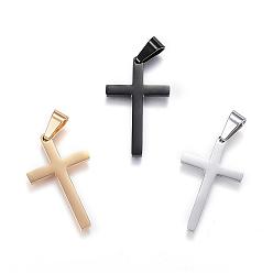 Mixed Color 304 Stainless Steel Pendants, Cross, Mixed Color, 37.5x21.5x2.5mm, Hole: 9x5mm