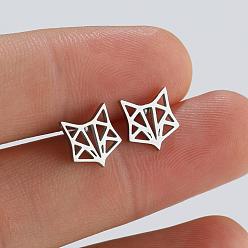 Origami fox head Милые женские серьги-пусеты с животными - серьги из костей кошки и кролика, универсальная модная бижутерия (1 неделя)