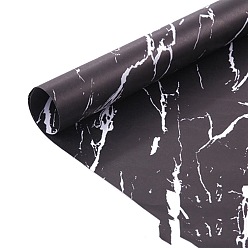 Black 10 Sheets Marble Pattern Gift Wrapping Paper, Square, Folded Flower Bouquet Wrapping Paper Decoration, Black, 600x600mm