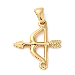 Golden 304 Stainless Steel Pendants, Bow and Arrow Charms, Golden, 23x21x2.5mm, Hole: 5.5x3mm