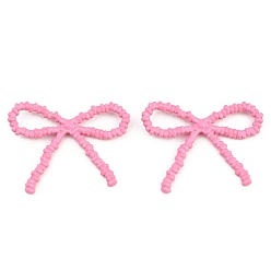 Hot Pink Spray Painted Alloy Pendants, Bowknot Charms, Cadmium Free & Nickel Free & Lead Free, Hot Pink, 29x38x4mm, Hole: 13x6mm