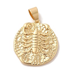 Scorpio Real 18K Gold Plated Zodiac Theme Brass Pendants, Scorpio, 22.5~23x20.5~21x2~3mm, Hole: 6x4mm