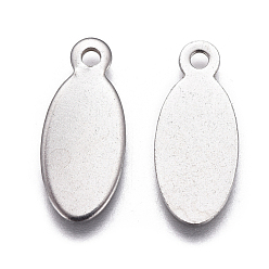Stainless Steel Color 201 Stainless Steel Stamping Blank Tag Pendants, Oval, Stainless Steel Color, 16x7x0.8mm, Hole: 1.4mm