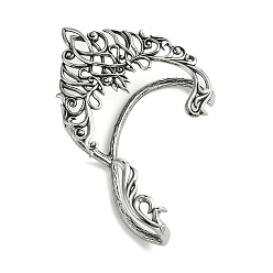 Античное Серебро 316 хирургические серьги-манжеты из нержавеющей стали., сказочные уши, право, античное серебро, 65x50 мм