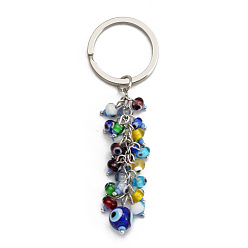 BE1239MI00 Evil Eye Keychain Colorful Beads Keychain Men Jewelry Craft Accessories