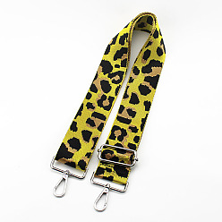 Yellow Leopard Print Pattern Polyester Adjustable Wide Shoulder Strap, with Swivel Clasps, for Bag Replacement Accessories, Platinum, Yellow, 80~130x5cm