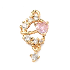 Бледно-Розовый Кулон из циркония, подвески в форме сердца, реальный 18 k позолоченный, розовый жемчуг, 21.5x11.5x4 мм, Перейти кольцо: 5x0.8 мм, 3.4 мм внутренним диаметром
