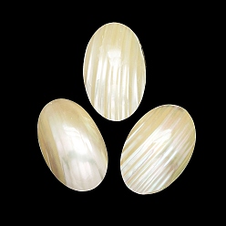White Natural Shell Cabochons, Oval, White, 26x16~17x5~7mm