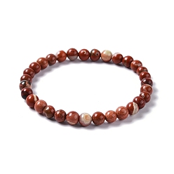 Jaspe Rouge Bracelets extensibles en perles de jaspe rouge naturel, ronde, 2 pouces ~ 2-3/8 pouces (5~6 cm), perle: 5.8~6.8 mm