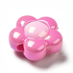 Светло-Вишневый Двухцветное УФ-покрытие радужных переливающихся акриловых бусин, цветок, светло-вишневый, 16x15x9 мм, отверстие : 2.5 мм