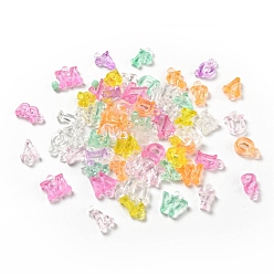 Mixed Color Transparent Acrylic Charms, Random Mixed Letters, Mixed Color, 12.5~14.5x8.5~12.5x3.5mm, Hole: 2.3mm, about 9300pcs/1.5kg