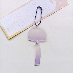 Medium Purple Gradient Acrylic Disc Pendant Decoration, with Ball Chains, for DIY Keychain Pendant Ornaments, Bell, Medium Purple, 145x46mm