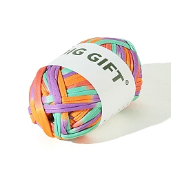 Colorful Polyester Cloth Yarn, For Hand Knitting Thick Thread, Crochet Cloth Yarn, Colorful, 5mm, about 32.81 Yards(30m)/Skein