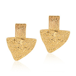 KE1014 Vintage Gold Plated French Pleated Design Retro Earrings - Geometric Triangle, Unique