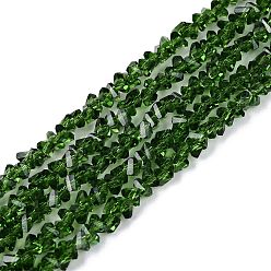 Темно-Зеленый Прозрачные стеклянные бусины, треугольные, граненые, темно-зеленый, 2~2.5x3.5~4x3.5~4 мм, отверстие : 0.8 мм, около 126~132 шт / нитка, 13.78~14.96'' (35~38 см)