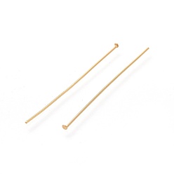 Real 18K Gold Plated 304 Stainless Steel Flat Head Pins, Real 18K Gold Plated, 45x0.7mm, Head: 2mm