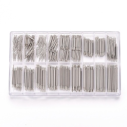 Clear 304 Stainless Steel Double Flanged Spring Bar Watch Strap Pins, Clear, 107x65x15mm, 360pcs/box