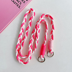Deep Pink Nylon Crossbody Braided Shoulder Phone Straps, Universal Outdoor Lanyard for Men and Women, with Metal Clasp, Mobile Phone Accessories, Deep Pink, 11cm