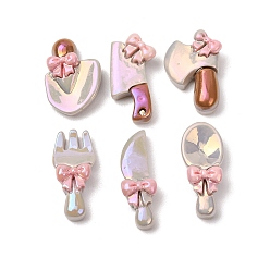 Mixed Shapes Cabochons aus undurchsichtigem Harz galvanisieren, Küchenutensilien mit Schleife, Gemischte Farbe, Mischformen, 22.5~26.5x9~16.5x6.5~7.5 mm