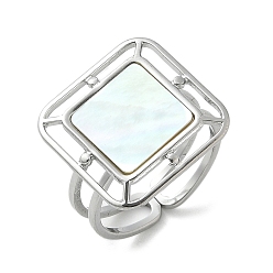 Нержавеющая Сталь Цвет Квадратные 304 манжеты из нержавеющей стали белого цвета для женщин, цвет нержавеющей стали, 17x17 мм, размер США 6 (16.5 мм)