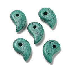 Sea Green Dyed Synthetic Turquoise Beads, Comma Shape, Sea Green, 14.5~16x9.5~10x4~4.5mm, Hole: 2mm
