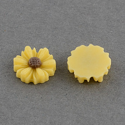 Gold Flatback Hair & Costume Accessories Ornaments Scrapbook Embellishments Resin Flower Daisy Cabochons, Gold, 9x2.5mm