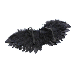 Black Mini Doll Angel Wing Feather, with Elastic Rope, for DIY BJD Makings Decorations Accessories, Black, 40x200mm