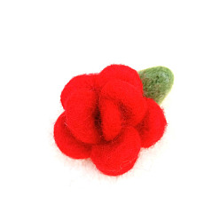 Red Handmade Wool Felt Woven Costume Accessories, Rose, Red, 40x40mm